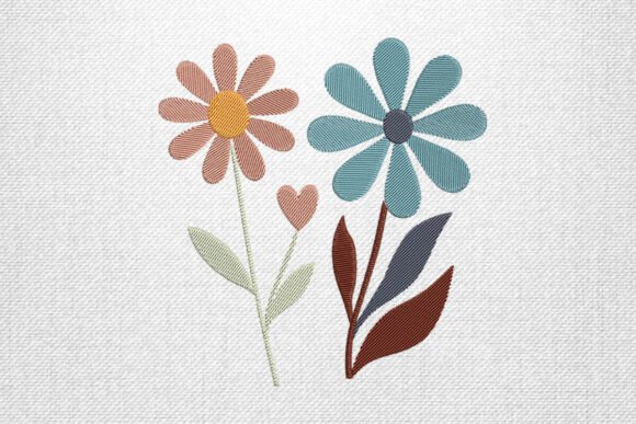 Blue and Peach Floral Embroidery Art Review