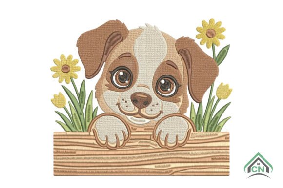 Cute Puppy with Flowers Embroidery Review