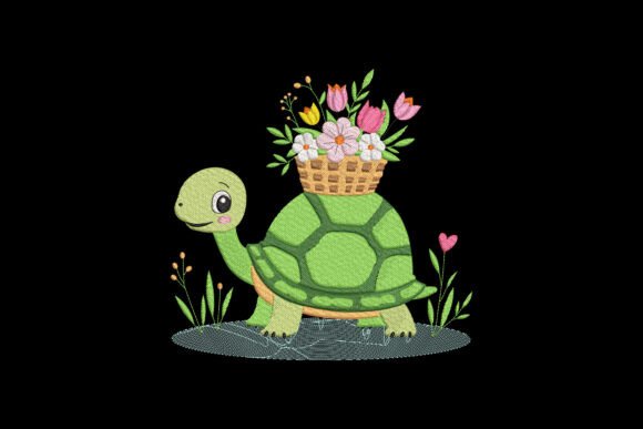 Cute Turtle with Flowers: An Embroidery Design Review