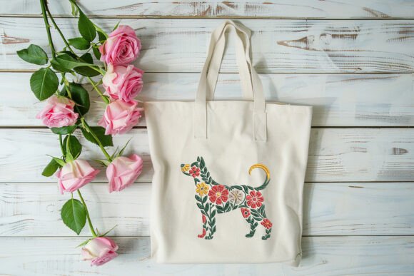 Dog Silhouette Folk Art Flowers Review