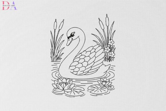 Graceful Swan on Lily Pond Flowers Review