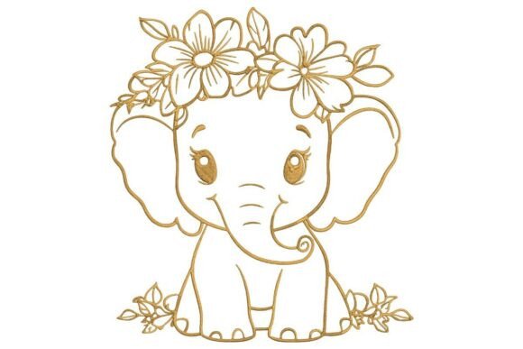 Kawaii Elephant in Gold: Seasonal Embroidery Review