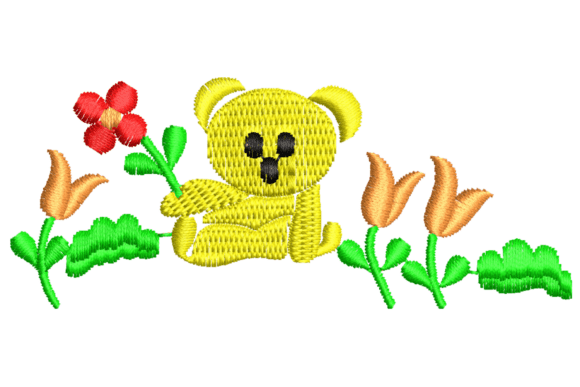 Little Yellow Bear with Flowers Embroidery Review